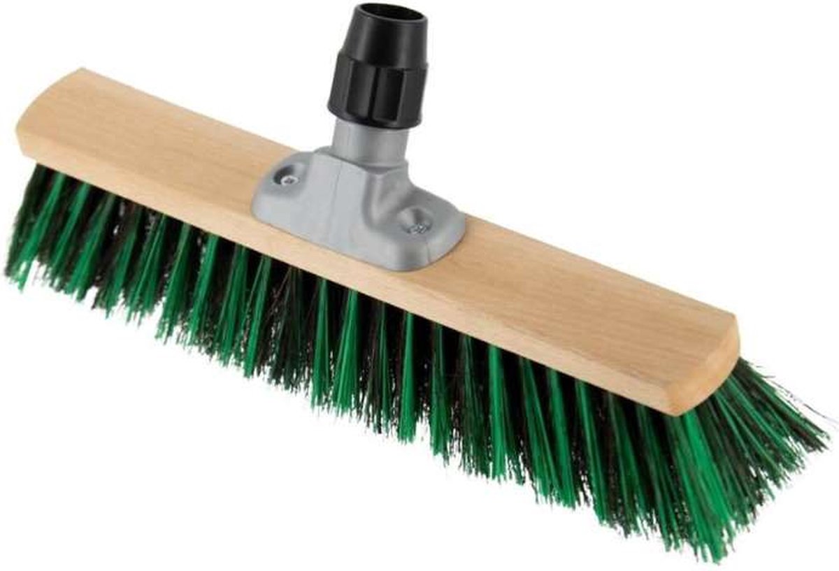 Goedkoopste Straatbezem natuur- en nylonvezels (40cm) met steelhouder