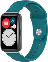 Strap-it Siliconen sport bandje met druksluiting - geschikt voor Huawei Watch Fit / Huawei Watch Fit New - groen-blauw