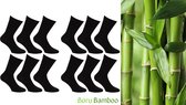 Boru Bamboo® 12 Paar Bamboe Sokken - Maat 43-45 - Zwart - Bamboe Kousen - Heren Sokken - Zacht
