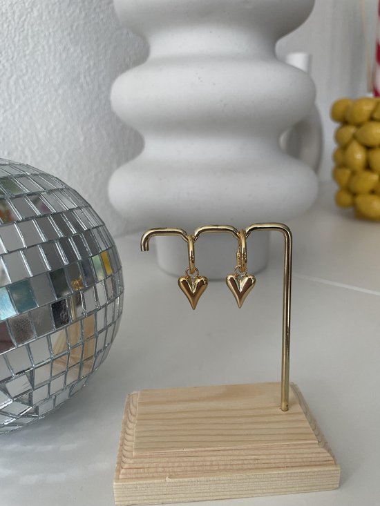 Oorringen - oorbellen - dames - hartjes hanger- perfecte basic - makkelijk in en uit doen - goud kleur - stainless steel - verkleuren niet