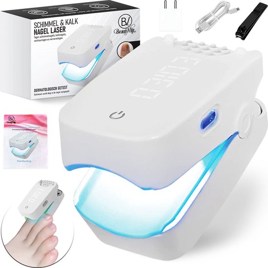 Foto: Beautyvlijt schimmelnagel laser kalknagel verwijderaar kalknagelbehandeling pedicure kalknagel laser schimmelnagel behandeling lasertherapie pijnloos en bewezen effectief professionele set met nagelknipper en tijddisplay 