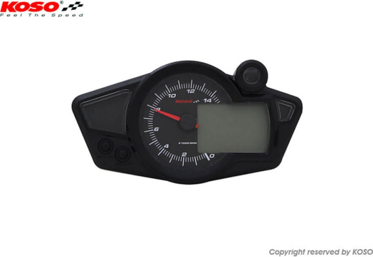 Race Dashboard Koso RX1N+ Zwart met witte verlichting