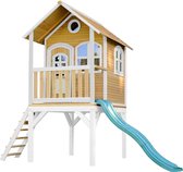 AXI Laura Playhouse Marron/blanc - Green Slide - Maisonnette Classic avec sol et échelle - Bois FSC - Équipement de jeu pour enfants