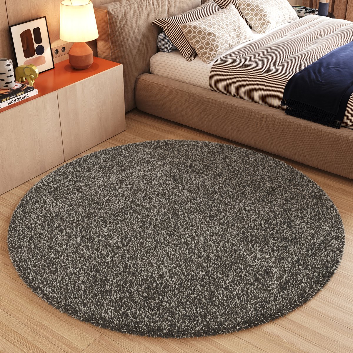 Tapiso Essence Vloerkleed Grijs Hoogpolig Shaggy Woonkamer Tapijt Maat- 160x160