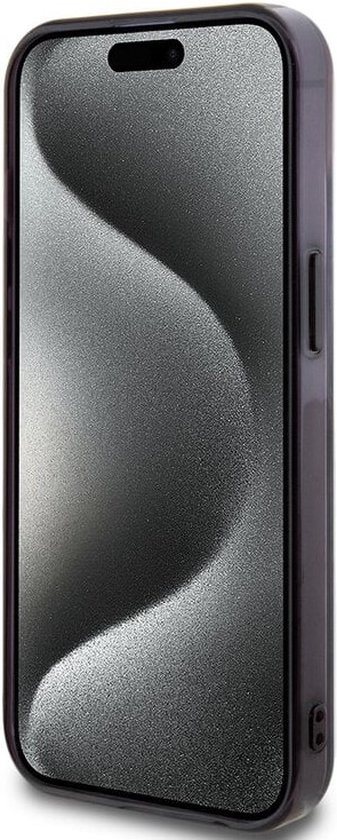 Coque Karl Lagerfeld pour iPhone 15 Plus, transparente avec motif Karl's Head IML, compatible MagSafe.