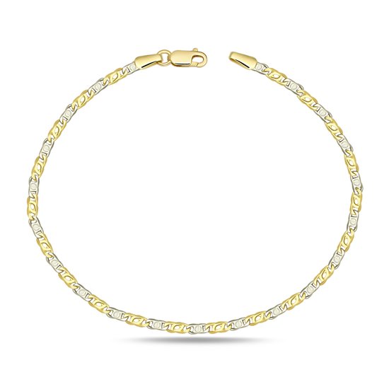Juwelier Zwartevalk 14 karaat gouden bicolor armband - 13.160/19,5cm