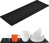 Bastix - 40,5 x 14,5 cm afdruiprek van siliconen, droogmat, antislip, hittebestendige siliconen mat, afdruiprek, afdruipmat voor keuken, servies, spoelbak, droogmat voor aanrecht, zwart