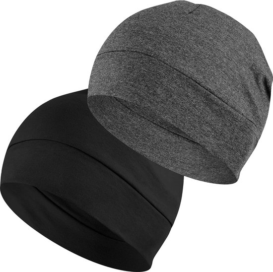 Bonnet de cyclisme sous casque, bonnet léger en coton fin pour homme et femme, parfait comme bonnet de nuit, casquette de course, calotte ou couvre-chef de chimio, lot de 2