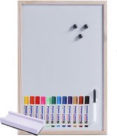 Zeller Magnetisch whiteboard/memobord - houten rand - 40 x 60 cm - 12x power liner stiften/wisser