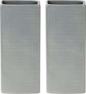 Waterverdamper radiator - 2x - grijs - met relief - kunststeen - 18 cm - luchtbevochtiger
