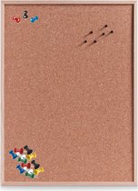 Zeller Prikbord van kurk - 60 x 80 cm - inclusief 25x gekleurde punt punaises - Kantoor/thuis - memobord