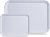 Plateau - set 2x - rectangle - blanc - plastique - 24 x 18 cm et 44 x 32 cm