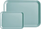 Dienblad - set 2x - rechthoek - aqua blauw - kunststof - 24 x 18 cm en 44 x 32 cm