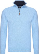 Heren trui Cashmere touch - Schipperstrui met rits - Coltrui Heren - Longsleeve Shirt - Sweater Heren - Maat S - Blauw