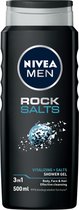 NIVEA MEN Rock Salts Douchegel - 3-in-1 Shower Gel - Shampoo - Voordeelverpakking - 6x 500 ml