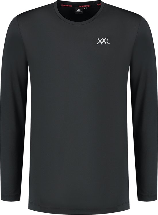 XXL Nutrition - Performance Long Sleeve - 4-Way Stretch & Lichtgewicht Materiaal Longsleeve, Sportshirt Heren, Fitness Shirt Lange Mouwen - Zwart - Maat XL