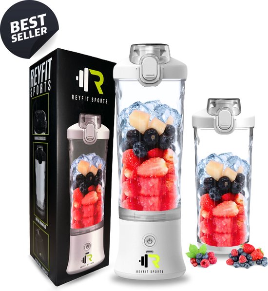 ReyFit Sports Draagbare Blender 600ML - Smoothie Maker - Ijsbreker - Blender to go - Portable Blender - Draadloos - USB Oplaadbaar - 280W - Wit