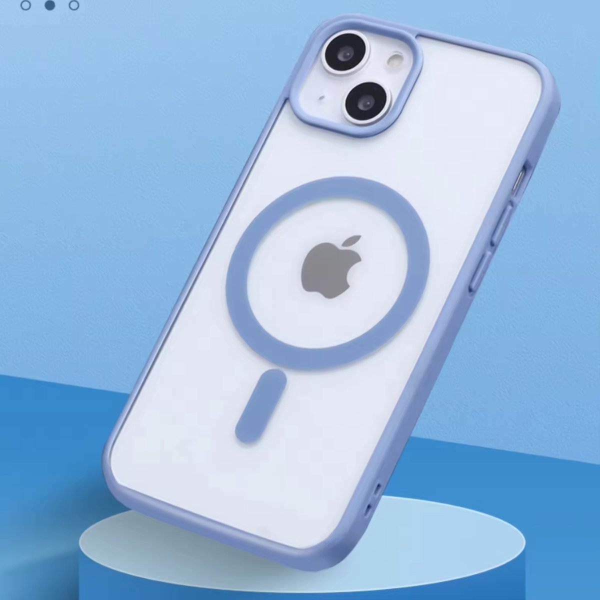 Optimity hoesje voor iPhone 15 PRO MAX Clear Case Magnetic blauw