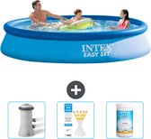 Intex Rond Opblaasbaar Easy Set Zwembad - 366 x 76 cm - Blauw - Inclusief Zwembadfilterpomp - Testrips - Chloor