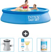 Intex Rond Opblaasbaar Easy Set Zwembad - 244 x 61 cm - Blauw - Inclusief Zwembadfilterpomp - Testrips - Chloor