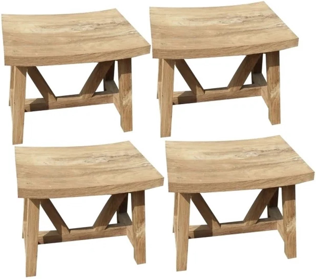 Set van 4 Stool voetenbank teak