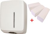 WillieJan startset papieren handdoekjes JF1002 – ABS kunststof – Wit – Handdoekjes dispenser + 3 bundels handdoekjes