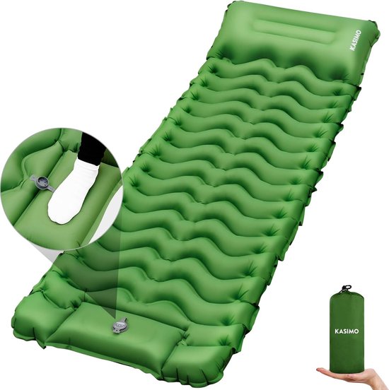 Zelfopblazende slaapmat met geïntegreerd hoofdkussen voor outdoor camping - Hoog