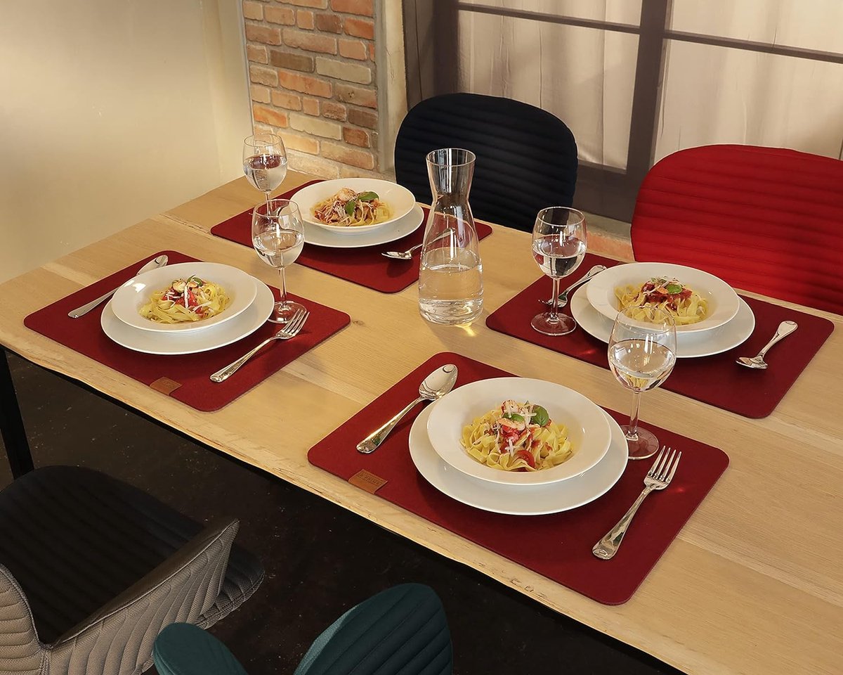 Hoogwaardige Vilt Tafelset - Set van 6 Afwasbare Onderzetters | Placemats 44 x 32 cm | Duurzaam en Veganistisch — cadeau in Wonen & Interieur - foto 3