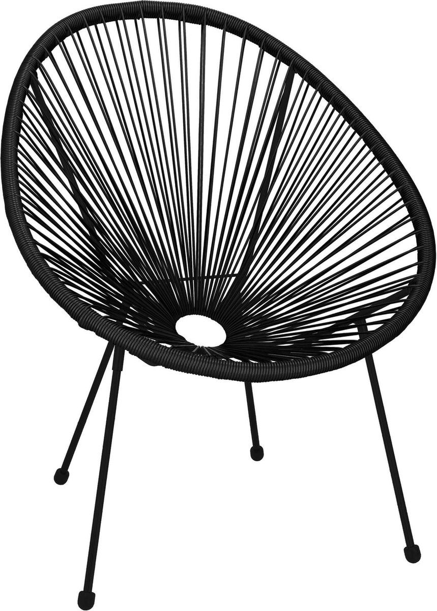 Springos Tuinstoel - Draad - Rotan - Zwart - 87 x 70 x 73 CM