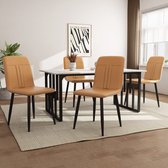Sweiko Chaise de salle à manger (4 pièces), 4 pièces, chaise design rembourrée avec dossier, siège en simili cuir PU, structure en métal, coutures à rayures au dos, marron