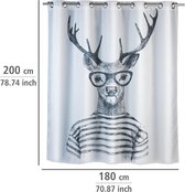 Antischimmel douchegordijn, Mr.Deer Flex, textielgordijn met anti-schimmel effect, grote geïntegreerde ringen voor bevestiging aan de douchestang, wasbaar, waterafstotend, 180 x 200 cm