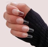 Gel Tips Nail Extension Full Cover medium Coffin False Tips pre shaped nails nepnagels 240ps Fake nails- plaknagels met lijm - Nageltips Transparant / Clear Tips + Nagelvijl + Nagellijm.