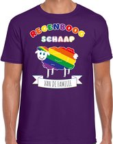 Bellatio Decorations Gay Pride T-shirt voor heren - regenboog schaap - paars - LHBTI M