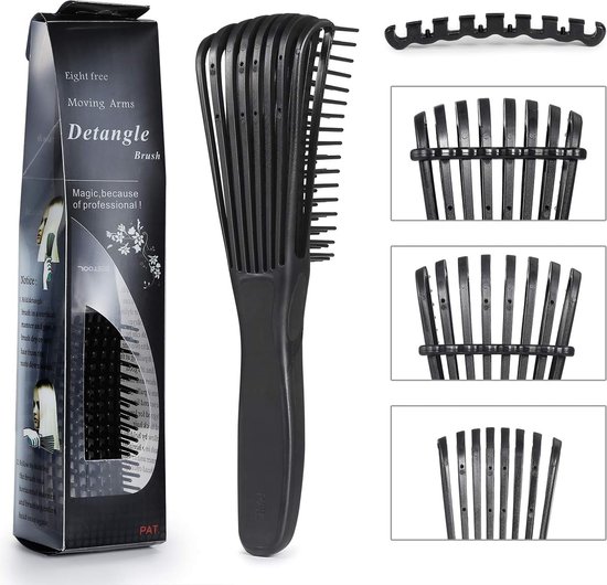 Brosse démêlante pour cheveux naturels pour cheveux afro, ondulés et bouclés, démêle légèrement mouillés et secs, améliorant la texture des cheveux.