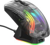 ATTACK SHARK X2pro Draadloze Gaming Muis - RGB-oplaadstation - Transparantie-Effect - 4000DPI - Zwart