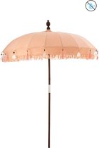 J-Line parasol + voet Kwastjes/Schelpen - hout - beige/donkerbruin - small