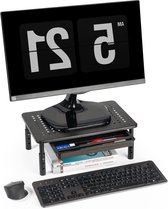 Monitor Verhoger met Lade - in Hoogte Verstelbaar 101214 cm. – Standaard voor PC of Printer - Leverbaar voor 1 of 2 Schermen (Laptop en Beeldscherm) - Inclusief Kabelbinders Printer Stand