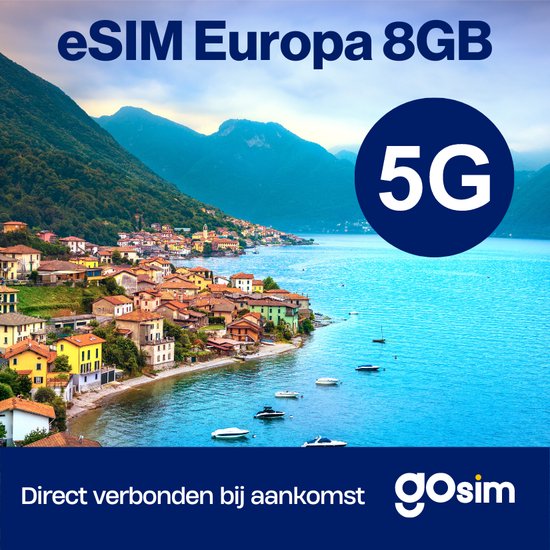 Europa eSIM 8 GB Prepaid Data Simkaart 42 Dagen 4G & 5G GoSIM bol