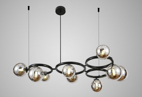 Industriële Plafondlamp - 9x G9 - 40W - Kroonluchter - Hanglamp - Luxe Zwart Smoked lamp