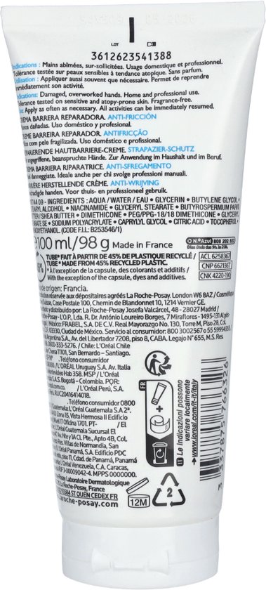 La Roche-Posay Cicaplast Handcrème - voor Droge, Geïrriteerde Handen met Kloven - 100ml