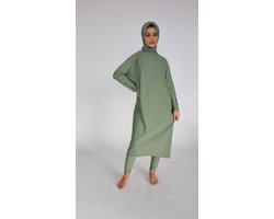 Burkini Sophie incl bijpassend zwemhoofddoek - Badpak - Zwemset maat S/36 - Pistache |burkini islamitisch zwempak ( maat valt klein)