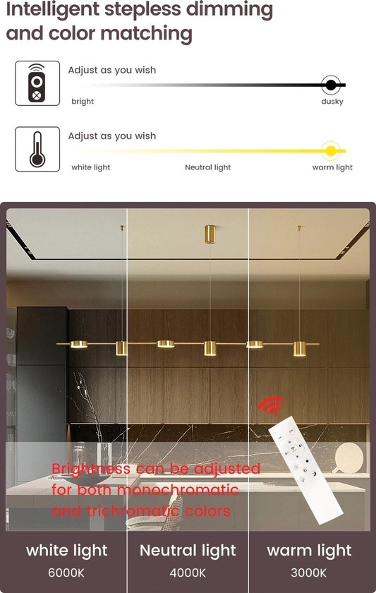 Smart-Shop Moderne Led Kroonluchter - Dimbare Binnenverlichting Woonkamer Keuken Plafondlamp