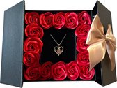 Swarovski Roze Infinity Hart Ketting 40+5 cm - | Sieradendoos | Cadeau Voor Vrouw | Verjaardag Cadeau Vrouw | Geschenkset Vrouwen | Geschenkdoos | Giftset Vrouw | Juwelen | Huwelijkscadeau | Kristallen | Cadeaudoos | Cadeau Voor Haar | Kado