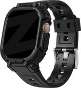 Bandz Stevig TPU bandje met frame - geschikt voor de Apple Watch Ultra (49mm) - zwart bandje met bescherming voor iWatch Ultra series