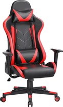Chaise de Gaming - Rouge - Avec oreiller cervical et coussin de dossier réglable - Chaise de jeu - Chaise de jeu - Chaise de Gaming - Chaise de bureau - Chaise de Office - 150 kg
