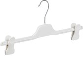 De Kledinghanger Gigant - 10 x Rokhanger / broekhanger / pantalonhanger / knijperhanger / kinderhanger kunststof wit met anti-slip knijpers, 35 cm