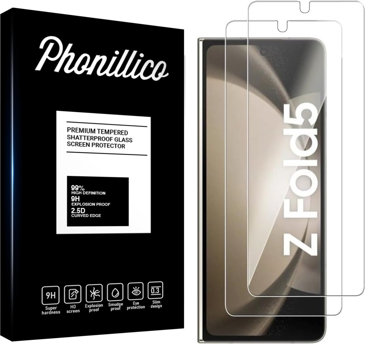 Screenprotector voor Samsung Galaxy Z Fold 5 - 2 stuks Beschermglas van glas Transparante glazen schermbeschermfolie