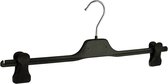 De Kledinghanger Gigant - 20 x Rokhanger / broekhanger / pantalonhanger / knijperhanger kunststof zwart met anti-slip knijpers, 45 cm