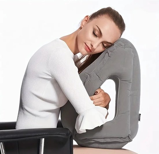 Handige opblaasbare comfort kussen voor slapen in vliegtuig auto openbaar vervoer