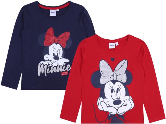 2x Shirt voor meisjes met lange mouwen - Minnie Mouse